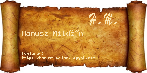 Hanusz Milán névjegykártya